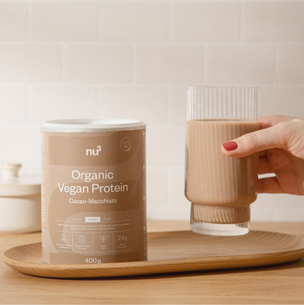 nu3 Bio Vegan Shake Cacao-Macchiato im Glas