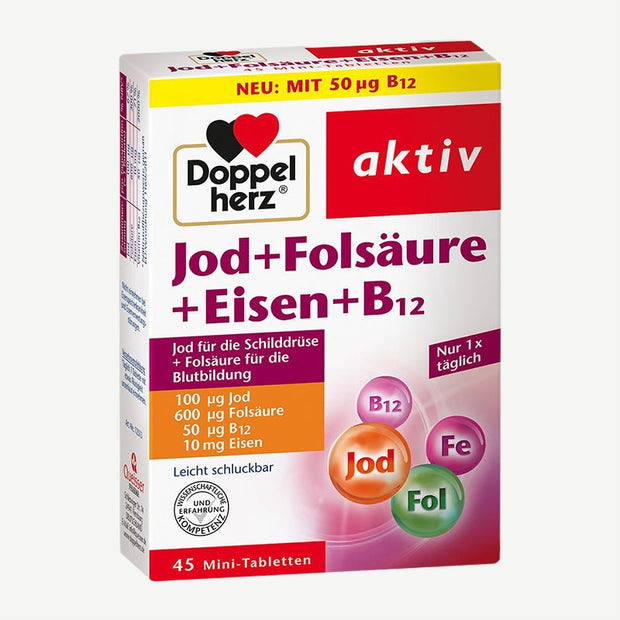 Doppelherz Jod + Folsäure + Eisen + B12