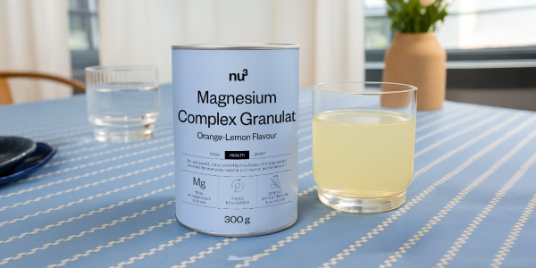 Glas mit Magnesium-Complex-Granulat